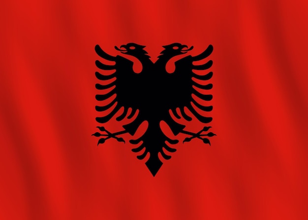 Vector vlag van albanië met zwaaieffect, officiële verhouding.