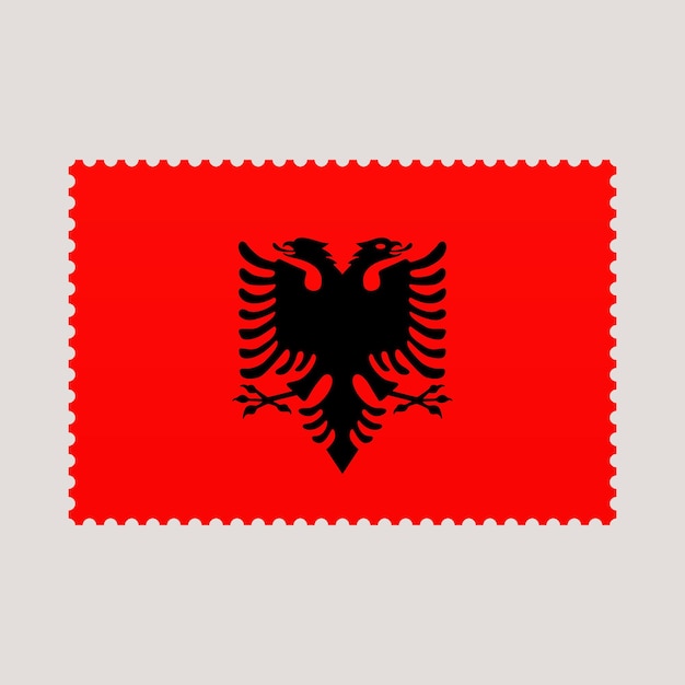 vlag van albanië postzegel vector illustratie nationale vlag geïsoleerd op lichte achtergrond