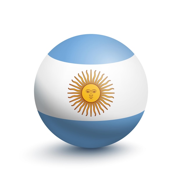 Vlag van Argentinië in de vorm van een bal geïsoleerd op een witte achtergrond. vector illustratie