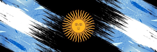 Vlag van Argentinië in Grunge Brush Paint Style met Halftone Effect Argentijnse Vlag in Grunge Concept