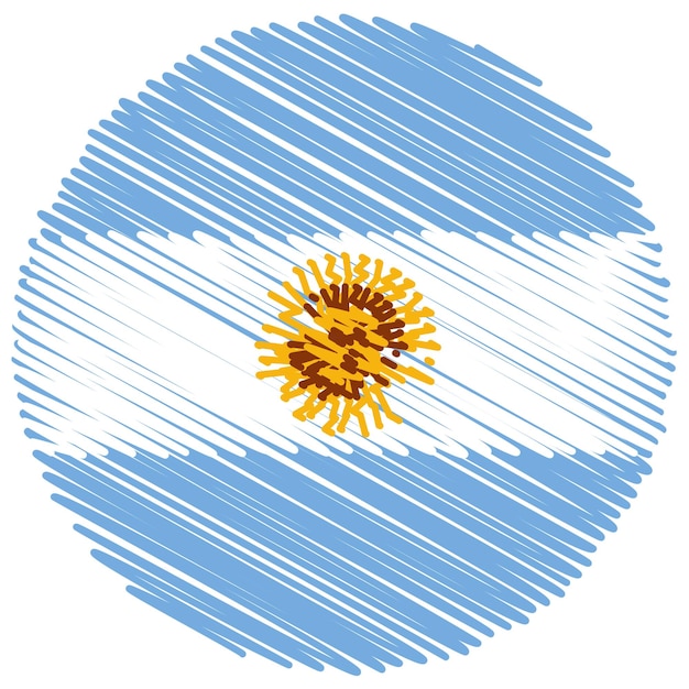 Vector vlag van argentinië op cirkel met krabbel-effect