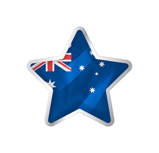 Vlag van Australië in ster. Knop ster en vlag sjabloon. Eenvoudig bewerken en vectoren in groepen.
