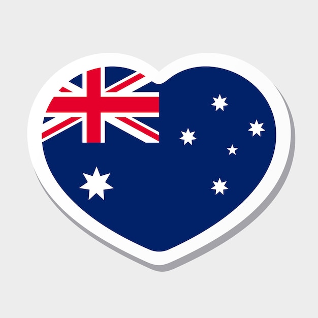 Vlag van Australië pictogram Vector hart sticker Beste voor mobiele apps UI en webdesign