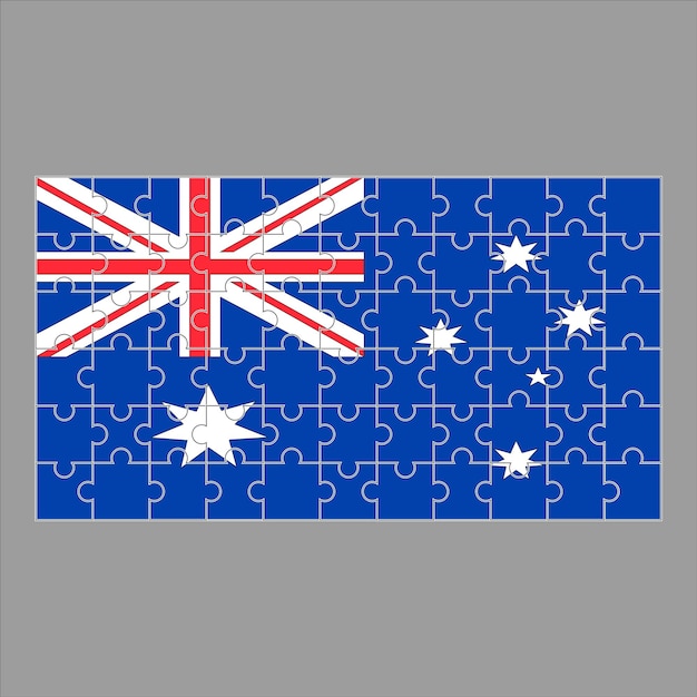 Vlag van australië van puzzels op een grijze achtergrond