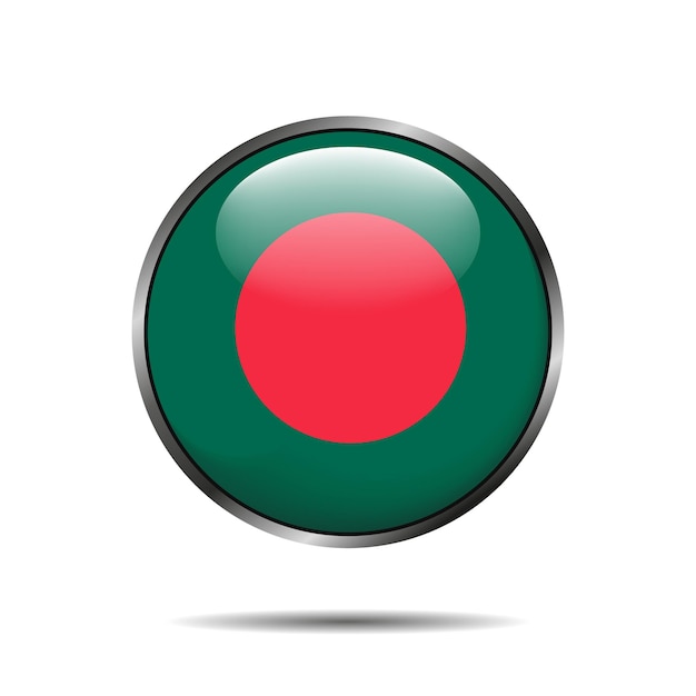 Vlag van Bangladesh glanzende knop Vector ronde pictogram