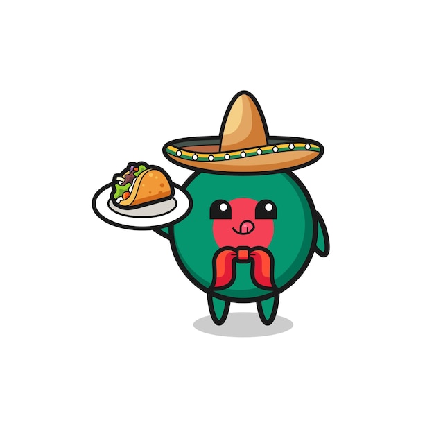 vlag van bangladesh Mexicaanse chef-kok mascotte met een taco