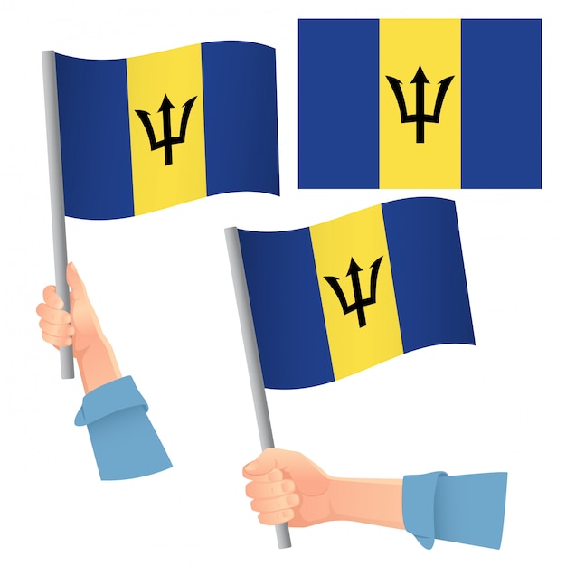 Vector vlag van barbados in de hand set