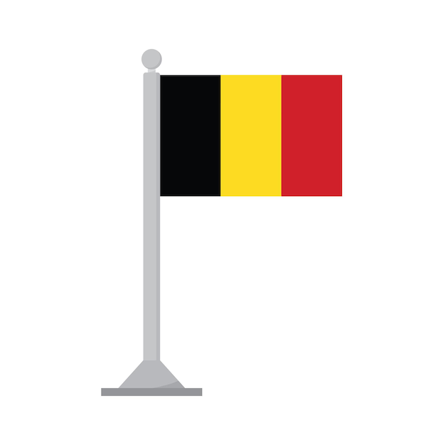 Vlag van België op vlaggenmast geïsoleerd