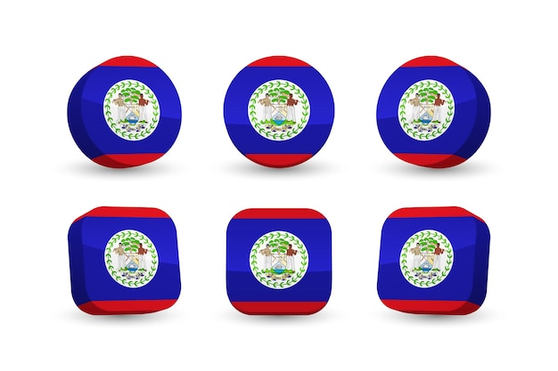 Vlag van Belize 3D-vector illustratie knop vlag van Belize geïsoleerd op wit