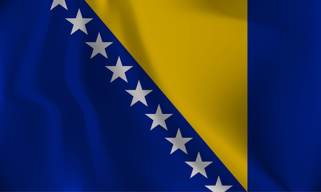 Vlag van Bosnië en Herzegovina met een golvend effect door de wind
