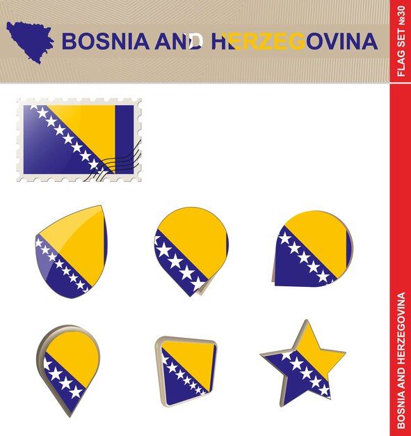 Vlag van bosnië en herzegovina vlag set 30 vector