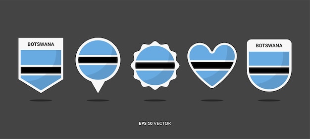 Vlag van Botswana instellen vectorillustratie