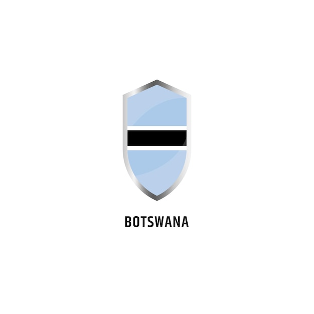 Vlag van Botswana met schild vorm pictogram platte vectorillustratie