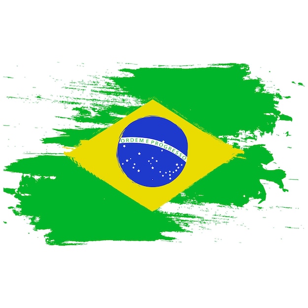 Vlag van Brazilië Borstel geschilderde Vlag van Brazilië Handgetekende stijl met een grunge-effect en aquarel