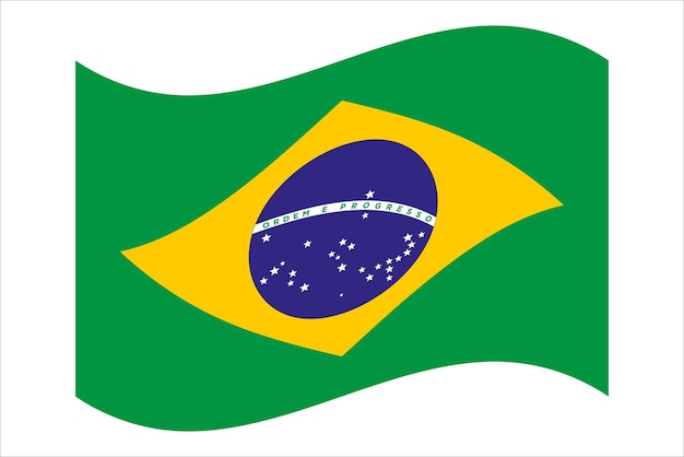 Vlag van Brazilië gebogen illustratie Braziliaanse vlag