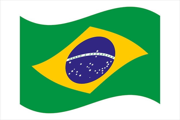 Vlag van brazilië gebogen illustratie braziliaanse vlag