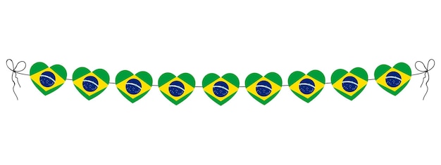Vlag van Brazilië harten krans van harten decoratie eenvoudige vector illustratie