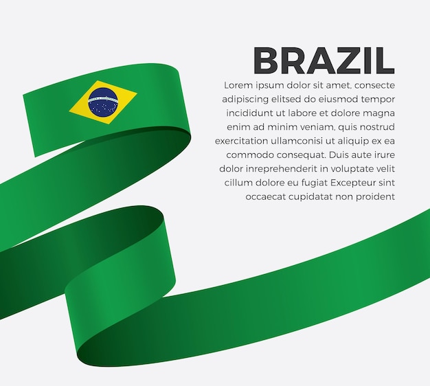 Vlag van Brazilië lint, vectorillustratie op een witte achtergrond
