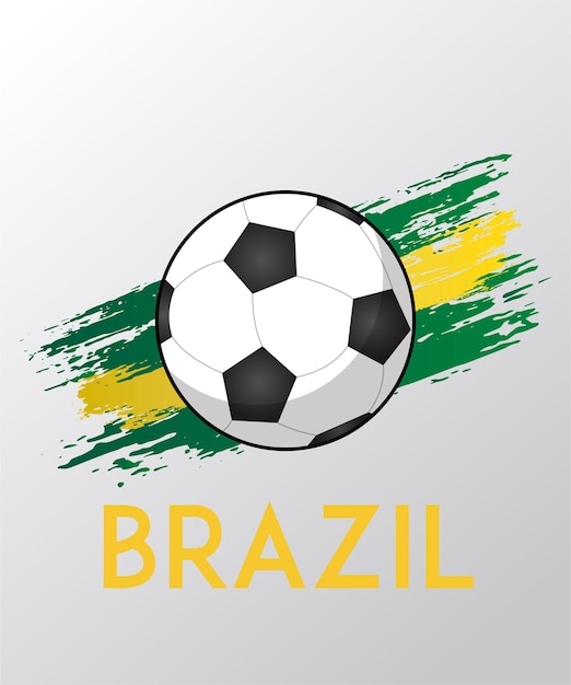Vlag van Brazilië met voetbal als achtergrond