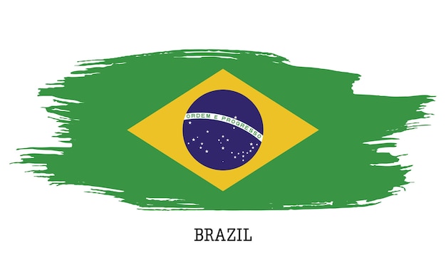 Vlag van Brazilië vector grunge penseelstreek