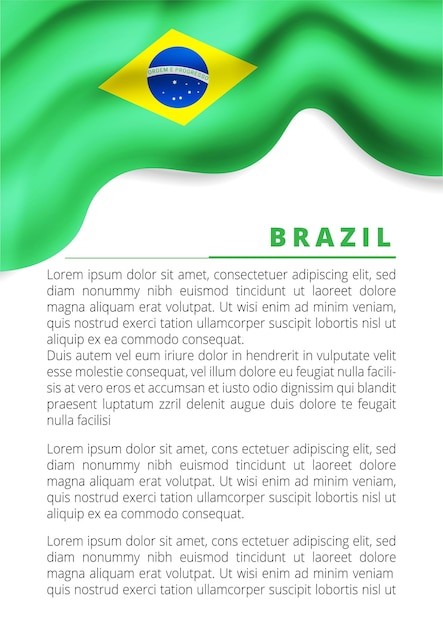 Vlag van Brazilië, vectorillustratie op een witte achtergrond