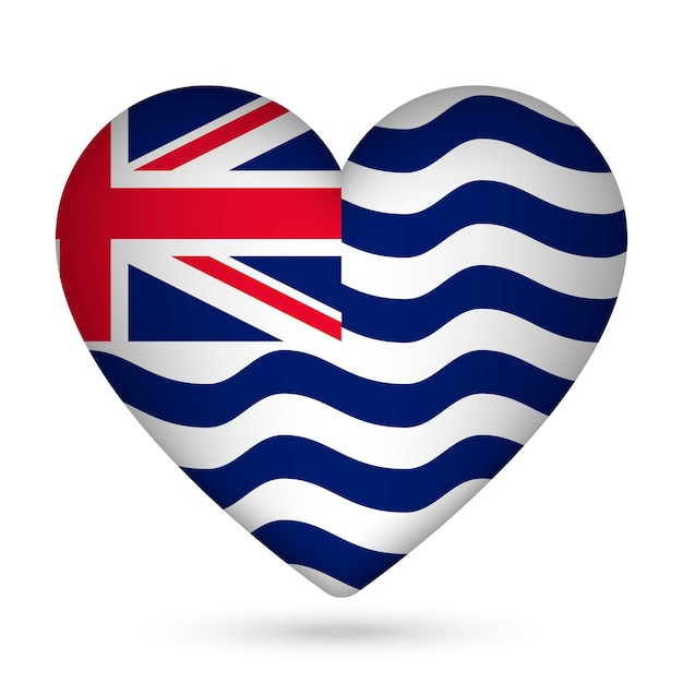 Vlag van Brits Indische Oceaanterritorium in hartvorm Vector illustratie