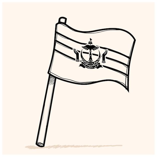 Vlag van Brunei doodle pictogram vectorillustratie