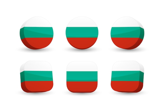 Vlag van Bulgarije 3D-vector illustratie knop vlag van Bulgarije geïsoleerd op wit