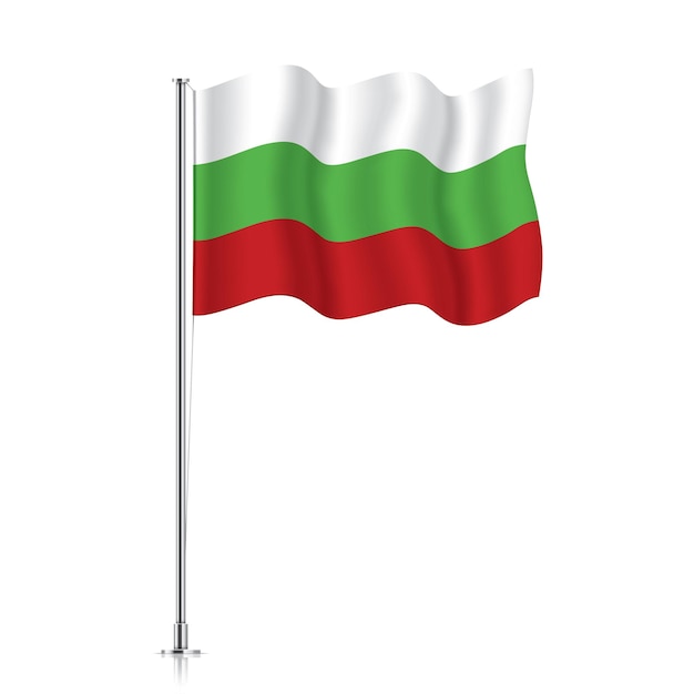 Vlag van Bulgarije zwaaien op een metalen paal