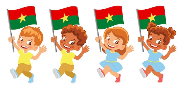 Vlag van burkina faso ter beschikking. kinderen die vlag houden. nationale vlag van burkina faso