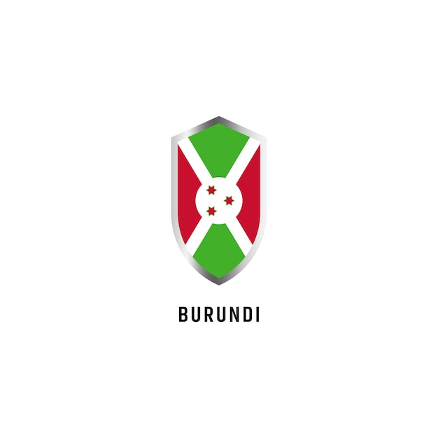 Vlag van burundi met schild vorm pictogram platte vectorillustratie