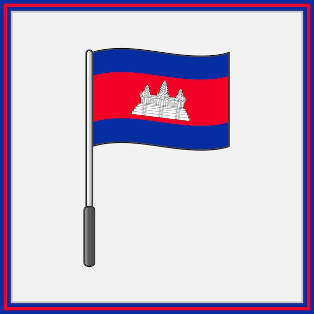 Vlag van Cambodja Cartoon Vector Illustratie Vlag van Cambodja Flat Icon Outline