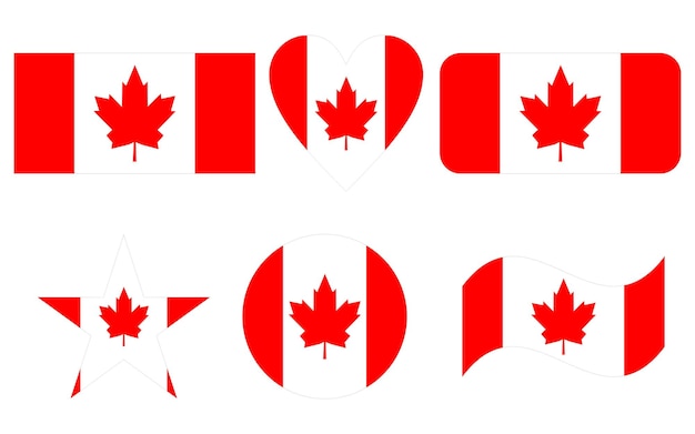 Vlag van Canada in zes vormen vectorillustratie