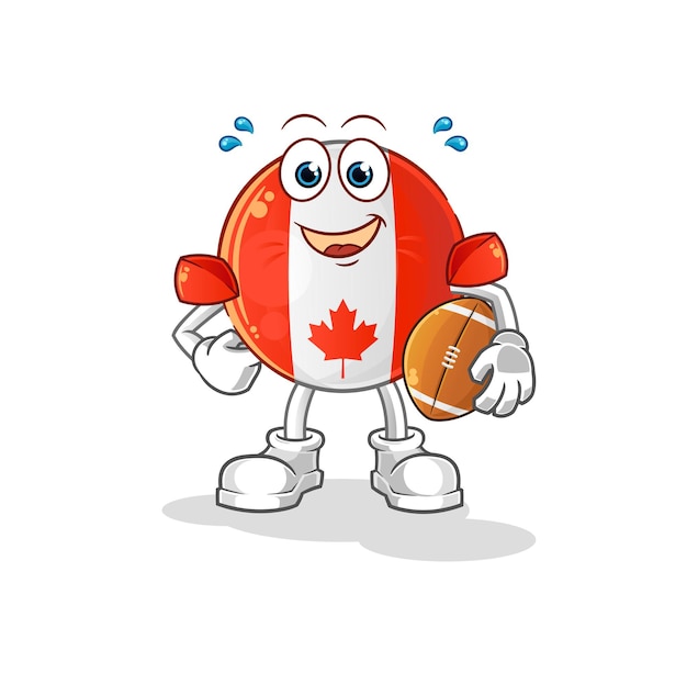 Vlag van canada rugby karakter spelen. cartoon mascotte vector