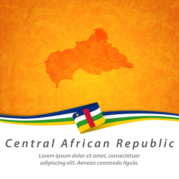 Vlag van centraal-afrikaanse republiek met centrale kaart