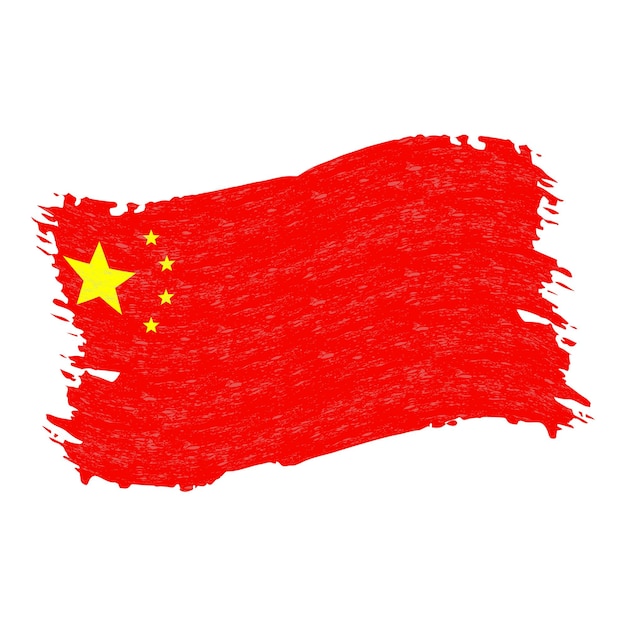 Vlag van china grunge abstracte penseelstreek geïsoleerd op een witte achtergrond vectorillustratie