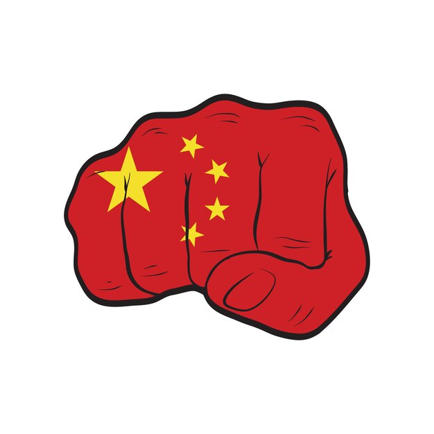 Vlag van China op een gebalde vuist Kracht Power Protest-concept