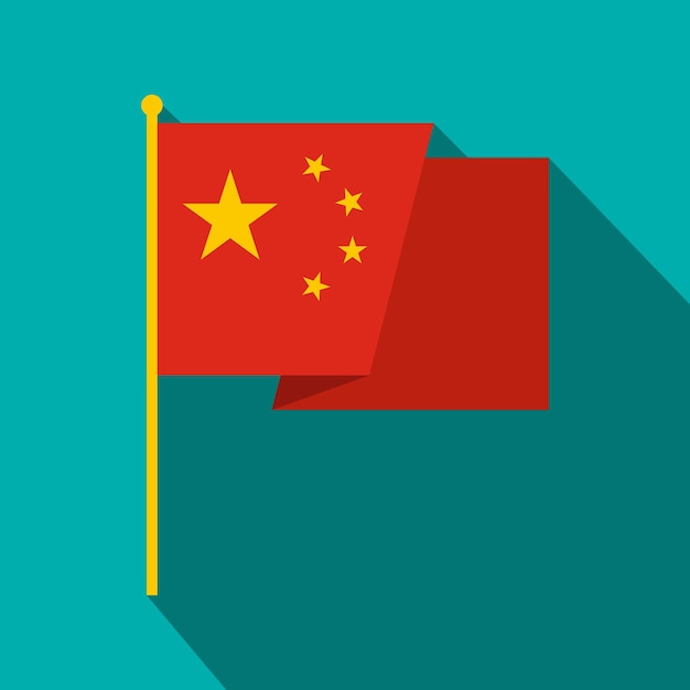 Vector vlag van china pictogram in vlakke stijl op een blauwe achtergrond