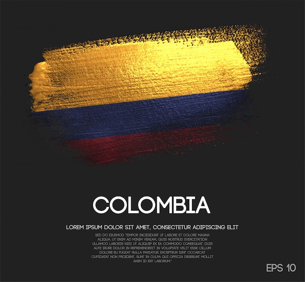 Vlag van colombia gemaakt van glitter sparkle brush paint