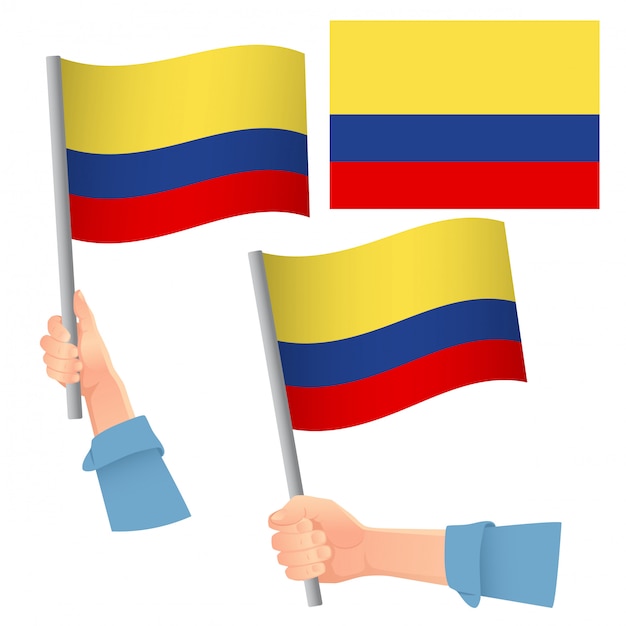 Vlag van Colombia in de hand ingesteld