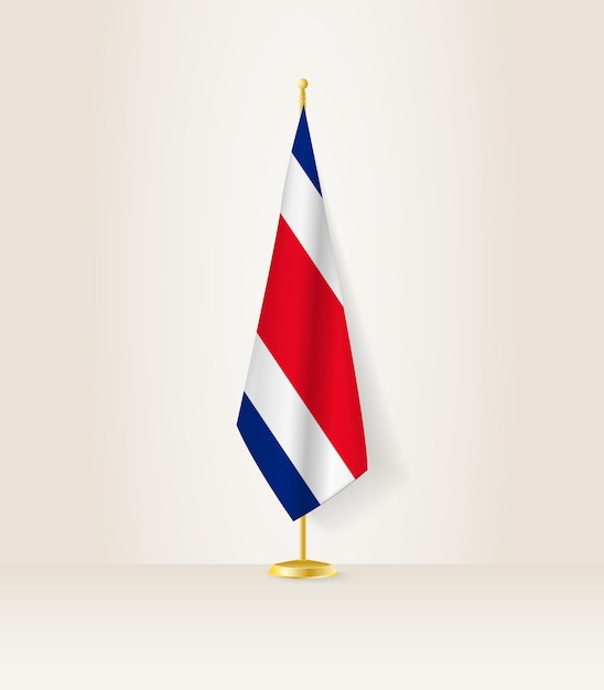 Vlag van costa rica op een vlaggenstandaard