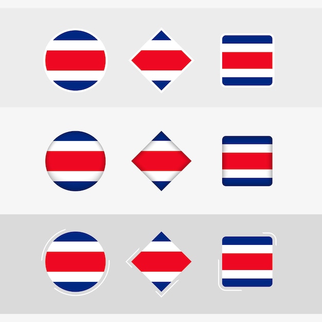 Vlag van Costa Rica pictogrammen instellen vector vlag van Costa Rica