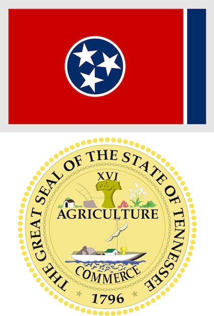 Vlag van de Amerikaanse staat Tennessee en ontwerp van het wapenschild