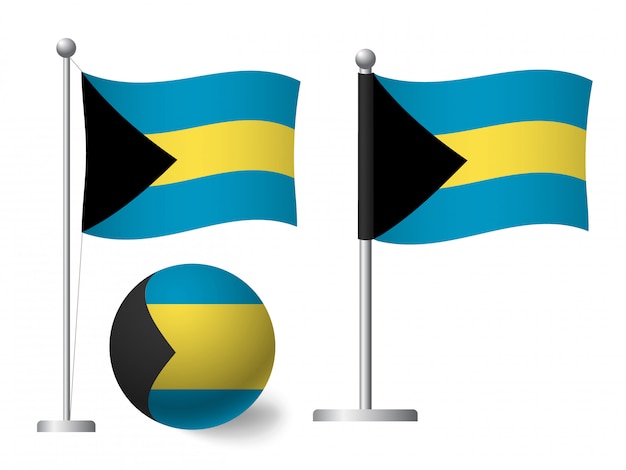 Vlag van de Bahama's op paal en bal pictogram