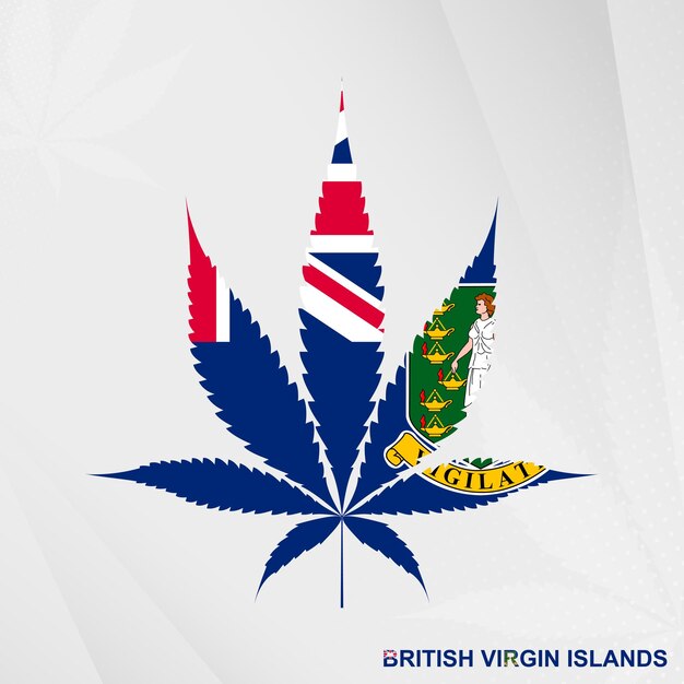 Vlag van de Britse Maagdeneilanden in de vorm van een marihuanablad Het concept van legalisatie Cannabis op de Britse Maagdeneilanden