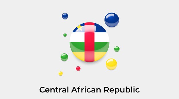 Vector vlag van de centraal-afrikaanse republiek vlag glanzende bubbels pictogram vectorillustratie