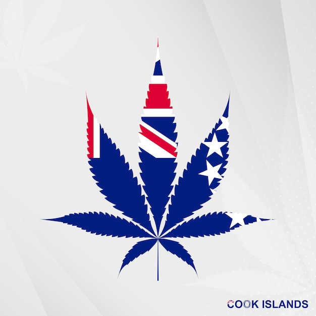 Vlag van de Cook Eilanden in de vorm van een marihuanablad Het concept van legalisatie Cannabis op de Cook Eilanden