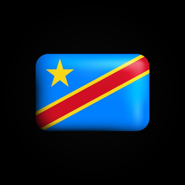 Vlag van de democratische republiek congo 3d-pictogram nationale vlag van de democratische republiek congo