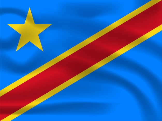 Vlag van de Democratische Republiek Congo Realistische vector