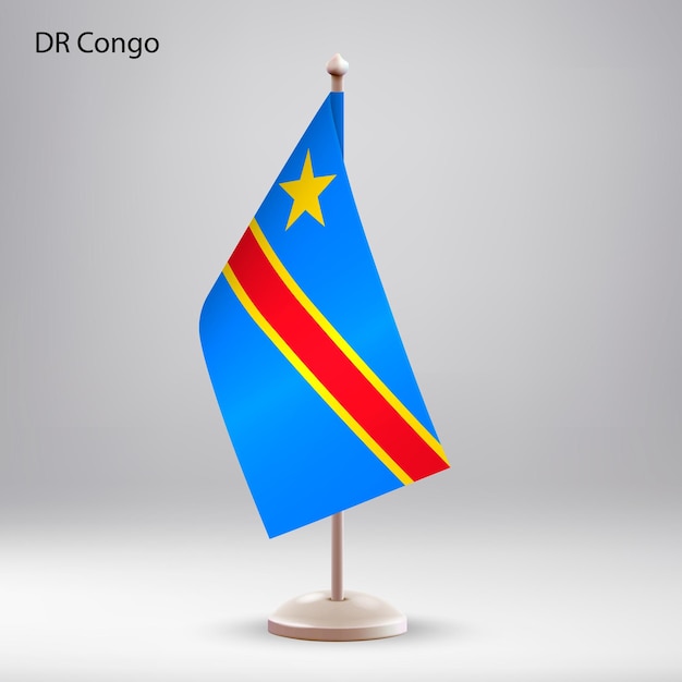 Vlag van de DR Congo hangt op een vlaggenstand